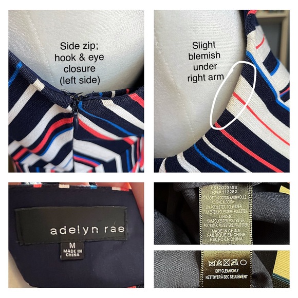 ADELYN RAE Stripe Jacquard Fit & Flare Dress- M - White Pink Blue AS SEEN ON TV - Picture 11 of 12